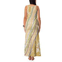 Yellow Palaka Hawaii Leis Family Matching Tank Maxi Dress and Hawaiian Shirt Hawaiian-plaid Elegant Tropical Vibes - Polynesian Pride