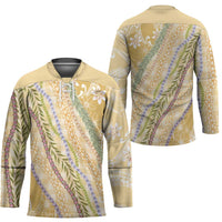 Yellow Palaka Hawaii Leis Hockey Jersey Hawaiian-plaid Elegant Tropical Vibes LT14 - Polynesian Pride