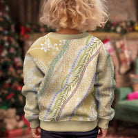 Yellow Palaka Hawaii Leis Kid Ugly Christmas Sweater Hawaiian-plaid Elegant Tropical Vibes - Polynesian Pride