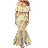 Yellow Palaka Hawaii Leis Mermaid Dress Hawaiian-plaid Elegant Tropical Vibes - Polynesian Pride