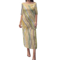 Yellow Palaka Hawaii Leis Puletasi Hawaiian-plaid Elegant Tropical Vibes LT14 Long Dress Yellow - Polynesian Pride