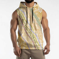 Yellow Palaka Hawaii Leis Sleeveless Hoodie Hawaiian-plaid Elegant Tropical Vibes - Polynesian Pride