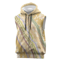 Yellow Palaka Hawaii Leis Sleeveless Zip Hoodie Hawaiian-plaid Elegant Tropical Vibes - Polynesian Pride