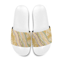 Yellow Palaka Hawaii Leis Slide Sandals Hawaiian-plaid Elegant Tropical Vibes - Polynesian Pride