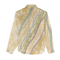 Yellow Palaka Hawaii Leis Women Casual Shirt Hawaiian-plaid Elegant Tropical Vibes LT14 - Polynesian Pride