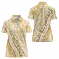 Yellow Palaka Hawaii Leis Women Polo Shirt Hawaiian-plaid Elegant Tropical Vibes - Polynesian Pride