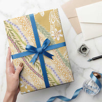 Yellow Palaka Hawaii Leis Wrapping Paper Hawaiian-plaid Elegant Tropical Vibes - Polynesian Pride