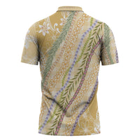 Yellow Palaka Hawaii Leis Zipper Polo Shirt Hawaiian-plaid Elegant Tropical Vibes - Polynesian Pride