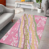 Pink Palaka Hawaii Leis Area Rug Hawaiian-plaid Elegant Tropical Vibes - Polynesian Pride