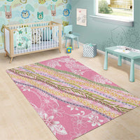 Pink Palaka Hawaii Leis Area Rug Hawaiian-plaid Elegant Tropical Vibes - Polynesian Pride