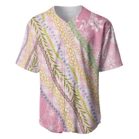 Pink Palaka Hawaii Leis Baseball Jersey Hawaiian-plaid Elegant Tropical Vibes - Polynesian Pride