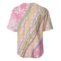Pink Palaka Hawaii Leis Baseball Jersey Hawaiian-plaid Elegant Tropical Vibes LT14 - Polynesian Pride
