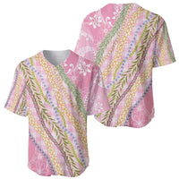 Pink Palaka Hawaii Leis Baseball Jersey Hawaiian-plaid Elegant Tropical Vibes - Polynesian Pride