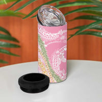 Pink Palaka Hawaii Leis 4 in 1 Can Cooler Tumbler Hawaiian-plaid Elegant Tropical Vibes - Polynesian Pride