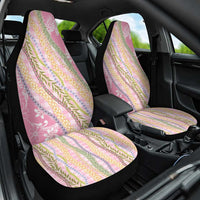 Pink Palaka Hawaii Leis Car Seat Cover Hawaiian-plaid Elegant Tropical Vibes - Polynesian Pride