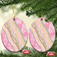 Pink Palaka Hawaii Leis Ceramic Ornament Hawaiian-plaid Elegant Tropical Vibes - Polynesian Pride