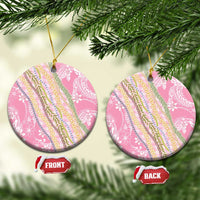 Pink Palaka Hawaii Leis Ceramic Ornament Hawaiian-plaid Elegant Tropical Vibes - Polynesian Pride