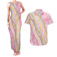 Pink Palaka Hawaii Leis Couples Matching Tank Maxi Dress and Hawaiian Shirt Hawaiian-plaid Elegant Tropical Vibes - Polynesian Pride