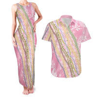 Pink Palaka Hawaii Leis Couples Matching Tank Maxi Dress and Hawaiian Shirt Hawaiian-plaid Elegant Tropical Vibes - Polynesian Pride