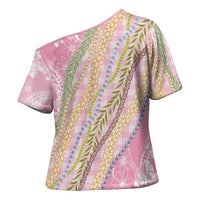 Pink Palaka Hawaii Leis Cross Shoulder Shirt Hawaiian-plaid Elegant Tropical Vibes LT14 - Polynesian Pride