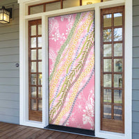 Pink Palaka Hawaii Leis Door Cover Hawaiian-plaid Elegant Tropical Vibes - Polynesian Pride