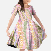 Pink Palaka Hawaii Leis Family Matching Long Sleeve Bodycon Dress and Hawaiian Shirt Hawaiian-plaid Elegant Tropical Vibes - Polynesian Pride