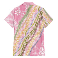 Pink Palaka Hawaii Leis Family Matching Long Sleeve Bodycon Dress and Hawaiian Shirt Hawaiian-plaid Elegant Tropical Vibes - Polynesian Pride