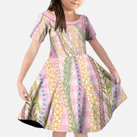 Pink Palaka Hawaii Leis Family Matching Off Shoulder Maxi Dress and Hawaiian Shirt Hawaiian-plaid Elegant Tropical Vibes - Polynesian Pride