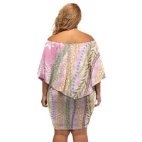 Pink Palaka Hawaii Leis Family Matching Off Shoulder Short Dress and Hawaiian Shirt Hawaiian-plaid Elegant Tropical Vibes - Polynesian Pride