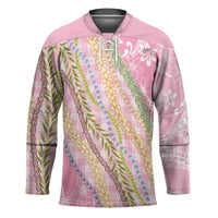 Pink Palaka Hawaii Leis Hockey Jersey Hawaiian-plaid Elegant Tropical Vibes LT14 Unisex Pink - Polynesian Pride
