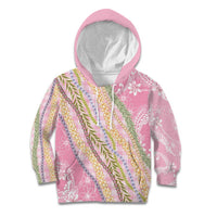 Pink Palaka Hawaii Leis Kid Hoodie Hawaiian-plaid Elegant Tropical Vibes - Polynesian Pride