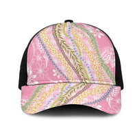 Pink Palaka Hawaii Leis Mesh Trucker Cap Hawaiian-plaid Elegant Tropical Vibes LT14 One Size Black Pink - Polynesian Pride