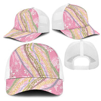 Pink Palaka Hawaii Leis Mesh Trucker Cap Hawaiian-plaid Elegant Tropical Vibes LT14 - Polynesian Pride