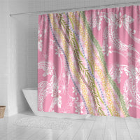 Pink Palaka Hawaii Leis Shower Curtain Hawaiian-plaid Elegant Tropical Vibes - Polynesian Pride