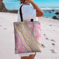 Pink Palaka Hawaii Leis Tote Bag Hawaiian-plaid Elegant Tropical Vibes - Polynesian Pride