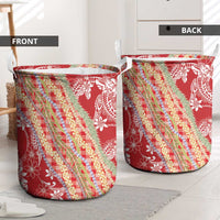 Red Palaka Hawaii Leis Laundry Basket Hawaiian-plaid Elegant Tropical Vibes - Polynesian Pride