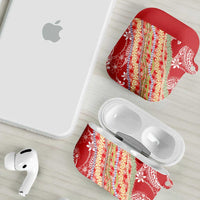 Red Palaka Hawaii Leis AirPods Case Hawaiian-plaid Elegant Tropical Vibes - Polynesian Pride