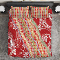 Red Palaka Hawaii Leis Bedding Set Hawaiian-plaid Elegant Tropical Vibes - Polynesian Pride