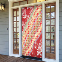 Red Palaka Hawaii Leis Door Cover Hawaiian-plaid Elegant Tropical Vibes - Polynesian Pride