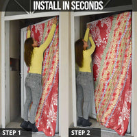 Red Palaka Hawaii Leis Door Cover Hawaiian-plaid Elegant Tropical Vibes - Polynesian Pride