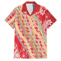 Red Palaka Hawaii Leis Family Matching Mermaid Dress and Hawaiian Shirt Hawaiian-plaid Elegant Tropical Vibes - Polynesian Pride