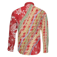 Red Palaka Hawaii Leis Family Matching Mermaid Dress and Hawaiian Shirt Hawaiian-plaid Elegant Tropical Vibes - Polynesian Pride