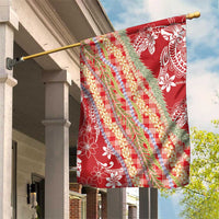 Red Palaka Hawaii Leis Garden Flag Hawaiian-plaid Elegant Tropical Vibes - Polynesian Pride