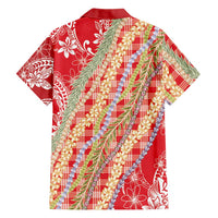 Red Palaka Hawaii Leis Hawaiian Shirt Hawaiian-plaid Elegant Tropical Vibes LT14 - Polynesian Pride