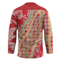 Red Palaka Hawaii Leis Hockey Jersey Hawaiian-plaid Elegant Tropical Vibes LT14 - Polynesian Pride