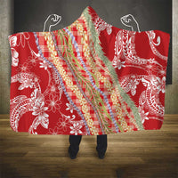 Red Palaka Hawaii Leis Hooded Blanket Hawaiian-plaid Elegant Tropical Vibes - Polynesian Pride