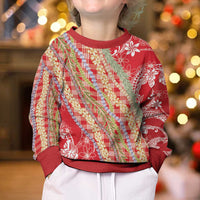 Red Palaka Hawaii Leis Kid Ugly Christmas Sweater Hawaiian-plaid Elegant Tropical Vibes - Polynesian Pride