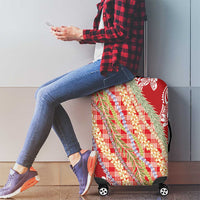 Red Palaka Hawaii Leis Luggage Cover Hawaiian-plaid Elegant Tropical Vibes - Polynesian Pride