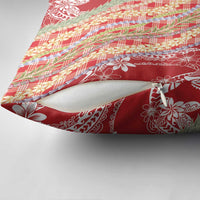 Red Palaka Hawaii Leis Pillow Cover Hawaiian-plaid Elegant Tropical Vibes - Polynesian Pride