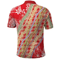 Red Palaka Hawaii Leis Polo Shirt Hawaiian-plaid Elegant Tropical Vibes LT14 - Polynesian Pride